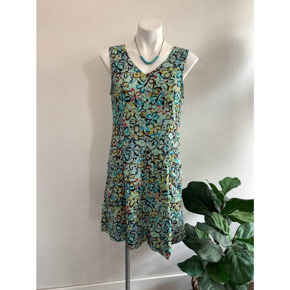 NEW COLOR ME COTTON v-neck floral dress in larimar